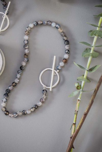Grey Agate T-bar Necklace