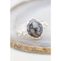 Cracked Agate and Crystal Ring